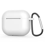 Compatible avec Apple AirPod 3ème génération 2021 - Coque de Protection en Silicone avec Porte-clés - LED Avant Visible - Blanc