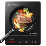 Aobosi Induction Hob,Single Induction Cooker with Portable Ultra-thin Body(32 * 26 * 4.2),20 Power and Temperature levels,Booster Function 2000W,Safety Lock,10H Timer