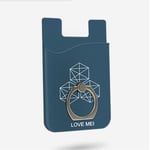 Love Mei Card Holder with Finger Ring Kickstand (iPhone) - Blå