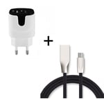 Pack Pour Iphone Lightning (Cable 90 Fast Charge + Mini Double Prise Allume Cigare) - Noir