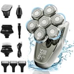 Head Shaver for Men, 7D Rotary Head Shaver for Bald Men, IPX7 Waterproof Wet/Dry Electric Razor with LED Display, Rechargeable&Detachable Beard Grooming Kit, Type-C Charge, for Home Travel