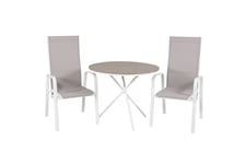 Parma Caféset Rund Ø90 cm + 2 Copacabana Karmstolar - Brun/Vit Cafegrupp & cafeset Grå,Vit Venture Home