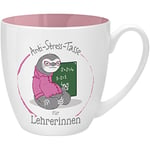 GRUSS & CO 45496 Anti Stress Tasse pour Enseignants, 45 cl, Cadeau, New Bone China, Rose, 9,5 cm