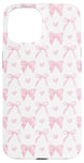 Coque pour iPhone 15 Girly Pink Bows & Hearts Coquette Motif fille douce