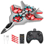 JONRRYIN Avion Télécommandé, 2,4 GHz Avion RC avec LED, Avion Radiocommandé pour Enfants avec Gyroscopique à 6 Axes, Planeur Volant Jouet pour Enfants Adult Anniversaire Noël Fête Cadeaux (Argent)