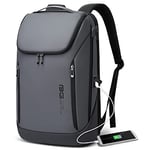 BANGE Sac à dos professionnel intelligent étanche pour ordinateur portable de 15,6" avec port de charge USB, sac à dos de voyage durable (Gris(deux poches))