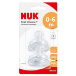 NUK First Choice+ Baby BottleSilicone Teats Size 1 with Medium Feed Hole,2 Count