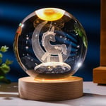 3D-kristallipallo LED-puisella pohjalla, USB-virtalähteellä lämmin valkoinen valo 3D Crystal Ball -yövalopistoke kodin sisustukseen, lapsille ja aikuisille