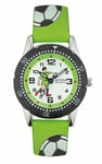 Adora Youngline Acier Inox Montre pour Enfants Football PU Bande Vert Ø 29mm