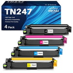 INK4U Compatible TN247 Cartouche de Toner pour Brother TN243CMYK TN-243CMYK TN 243 DCP-L3550CDW MFC-L3750CDW MFC-L3730CDN MFC-L3710CW MFC-L3770CDW HL-L3230CDW (Noir Cyan Magenta Jaune, Pack de 4)