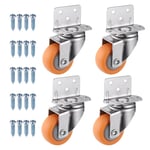 4 PCS Roulettes Pivotantes Roulette Charge Lourde 37mm avec Vis, Roulettes Pivotantes en Nylon MPA Plaque de Montage en L Durable, Résistant à l'Usure Roulette Meuble à 360 degrés (orange)