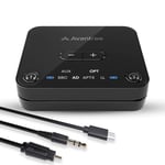 Avantree Audikast 3 [2024 Version] - Bluetooth 5.3 Transmitter for TV with aptX-Adaptive & Low Latency, Dual Link, and Long 100ft Range - Wireless Audio Adapter for Headphones