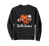 Tis the Season Fall Leaf Football Autumn Pumpkin Spice Latte Sweatshirt