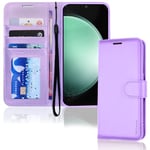 TECHGEAR Galaxy S23 FE Leather Wallet Case, Flip Protective Case Cover with Wallet Card Holder, Stand and Wrist Strap - Purple PU Leather with Magnetic Closure Designed For Samsung Galaxy S23 FE 5G