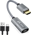 Adaptateur Câble HDMI Mâle vers USB-C Femelle avec Cordon Type C,Convertisseur d'entrée USB Type C 3.1 Sortie HDMI,4K 60Hz USB C Thunderbolt 3 pour MacBook Pro,Mac,Chromebook,Xreal Air.[G280]