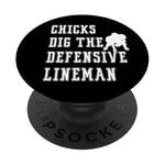 Discours graphique amusant Chicks Dig The Defense Lineman Player PopSockets PopGrip Adhésif