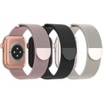 3-pack nätverksmetallband kompatibla med Apple Watch-band 38 mm 40 mm 41 mm 42 mm 44 mm 45 mm 49 mm, magnetiskt armband i rostfritt stål AA004 42mm 44mm 45mm