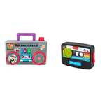 Fisher-Price Laugh & Learn Busy Boombox - UK English Edition, retro-inspired musical infant activity toy with learning content for baby and toddlers & Laugh & Learn Puppy’s Mixtape - QE