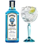 Bombay Sapphire Gin Cocktail Gift Set, 70cl / 700 ml & Balloon Gin Glass, Including Bombay Sapphire Premium Distilled London Dry Gin, 40% ABV