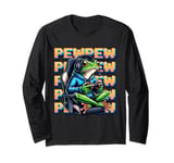 Cute Gaming Frog Pew Video Game Graphic Men Boys Kids Women Long Sleeve T-Shirt