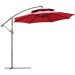 Outsunny - Parasol déporté octogonal inclinable manivelle ø 2,65 x 2,45H m acier époxy polyester rouge