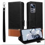 MAMA MOUTH Coque pour Xiaomi 12T Pro/Xiaomi 12T,Cuir Clapet Magnétique Portefeuille Etui,TPU Bumper Rabat Housse avec Porte Cartes Pochette,Antichoc Case Cover pour Xiaomi 12T Pro/Xiaomi 12T Noir