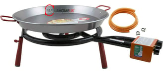 46cm Polished Paella Pan + 40cm 2Ring Gas Burner + Table Top Legs ECO Set