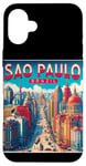 Coque pour iPhone 16 Plus Sao Paulo Souvenirs Brésil Voyage Vintage Retro City Skyline