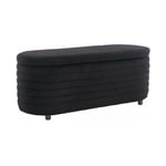 Banc de Rangement en Fausse Fourrure Banc d'entrée Pliable Coffre de Rangement d'une Capacité de 120L Banc Chaussure pour Salon, Noir