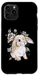 Coque pour iPhone 11 Pro Watercolor Flowers Mini Holland Lop Bunny Rabbit Lover