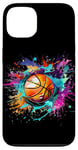 Coque pour iPhone 13 Basketball Sport Splash Sport pour joueurs de basket-ball