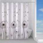 Gedy G-Desiderio 240 x 200 cm, fabriqué en PES, 100% imperméable, Finition Blanc et Noir, Design R&S, Rideau de Douche avec 12 Anneaux, 2 Ans de Garantie, Unique