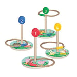 Peppa Pig Ring Toss Game – Endless Indoor & Outdoor Fun – Develops Coordination & Number Skills – Includes 4 Rings & 4 Wooden Character Targets – FSC Certified For 3 Years and Up