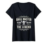 Womens Grill Master The Man The Myth The Legend Grilling Dad Funny V-Neck T-Shirt