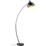 Lampadaire lampe à arc lampe de lecture noire lampadaire lampe de salon dorée lampe à arc, métal, interrupteur au pied, 1x E27, DxH 25x155 cm