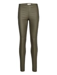 Objbelle Mw Coated Leggings Noos Khaki Object