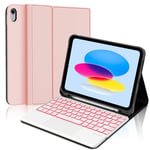 WINCHKING Clavier pour iPad 10 ème - Coque Clavier iPad 10eme Generation, Trackpad Multi-Touch,Rétroéclairage 7 Couleurs, AZERTY