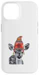 Coque pour iPhone 14 Mère de cerf faon mignon portant un chapeau d'hiver tricoté dessin croquis