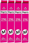 ⭐️✅4 MAGENTA XL INK CARTRIDGES REPLACE EPSON T2713 (27XL) NON-OEM / COMPATIBLE ✅