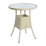 Estexo - Table de jardin en polyrotin avec plateau en verre 48 x 44 x 74 cm beige