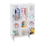 Relaxdays Armoire Chambre d'enfant, modulable, 2 Tringle à vêtements, DIY, étagère Animaux, HLP 145x110x37 cm, Blanc