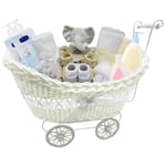 PRAM BASKET GIFT LARGE WICKER HAMPER FOR BOY GIRL NEW BORN BABY SHOWER PART