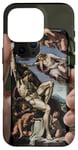 Coque pour iPhone 16 Pro Noir Art Déco Floral Michel-Ange Création Of Adam Sixtine