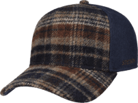 Stetson Wool Check Trucker Cap Navy/Beige/Burned Orange, OneSize