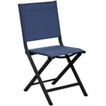 Chaise De Jardin En Aluminium Proloisirs Thema Graphite Et Bleu