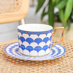 ZHIRCEKE Set Coffee Cup and Saucer Moroccan Style of Columbia with ceramic tea afternoon cup of Cappuccino Gold Handel 250ml,12