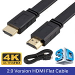 1M HDMI Cable Flat HDMI Male to HDMI Male Cable Lead High Speed V2.0 4K 60Hz