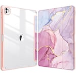 FINTIE Coque pour iPad Pro 13 Pouces 2024 M4 - [Rangement de Stylet] Coque Arrière Transparente Claire, Housse Antichoc avec Bord en TPU Étui Pliable, Marbre Glorieux