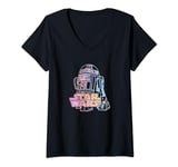 Womens Star Wars R2-D2 Neon Line Portrait & Classic Logo V-Neck T-Shirt