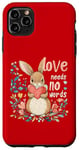 iPhone 11 Pro Max Love Needs No Words Bunny - Cute Animal Heart Design Case